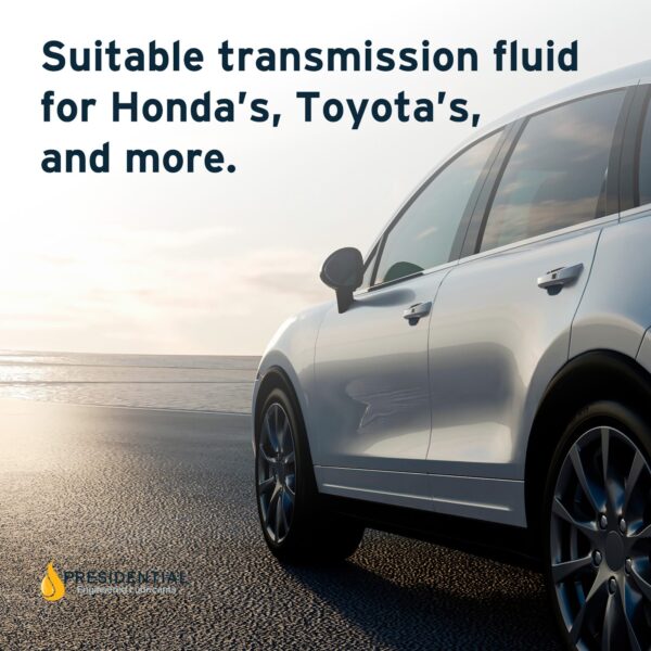 Image explaining this product is suitable transmission fluid for Honda, Toyota, and more