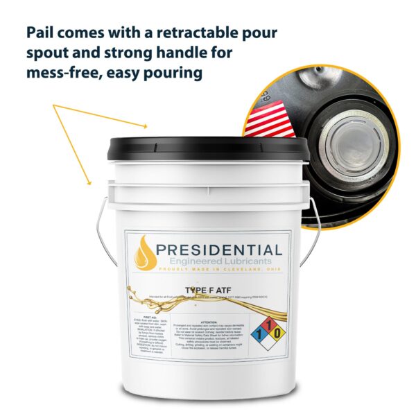 Image showing the pail that comes with a retractable pour spout and strong handle for mess-free, easy pouring