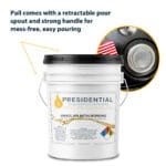 Image describing the retractable pour spout and strong handle for mess-free, easy pouring