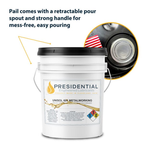 Image describing the retractable pour spout and strong handle for mess-free, easy pouring