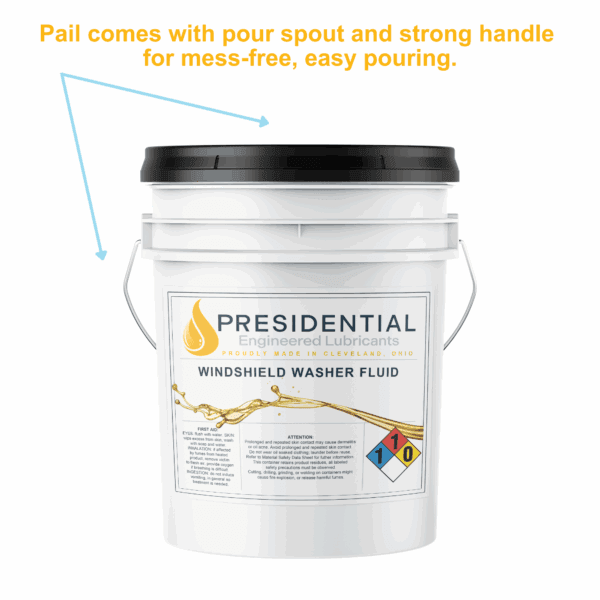 Image of the pail's pour spout and strong handle for mess-free, easy pouring