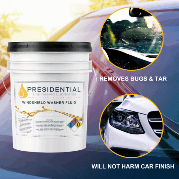 Image of pail and how the product removes bugs and tar and will not harm car finish