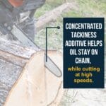 Image showing the concentrated tackiness additive helps oil stay on chain
