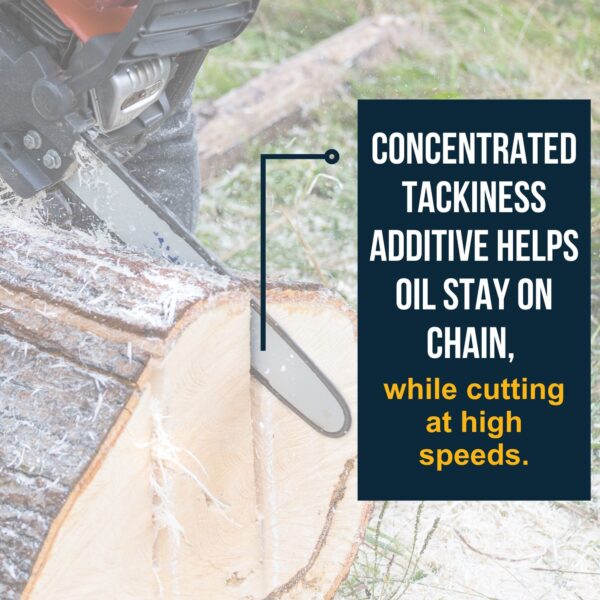 Image showing the concentrated tackiness additive helps oil stay on chain