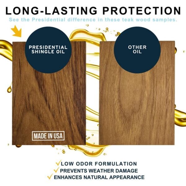 Image showing Presidential Shingle Oil has a superior finish compared to other shingle oil